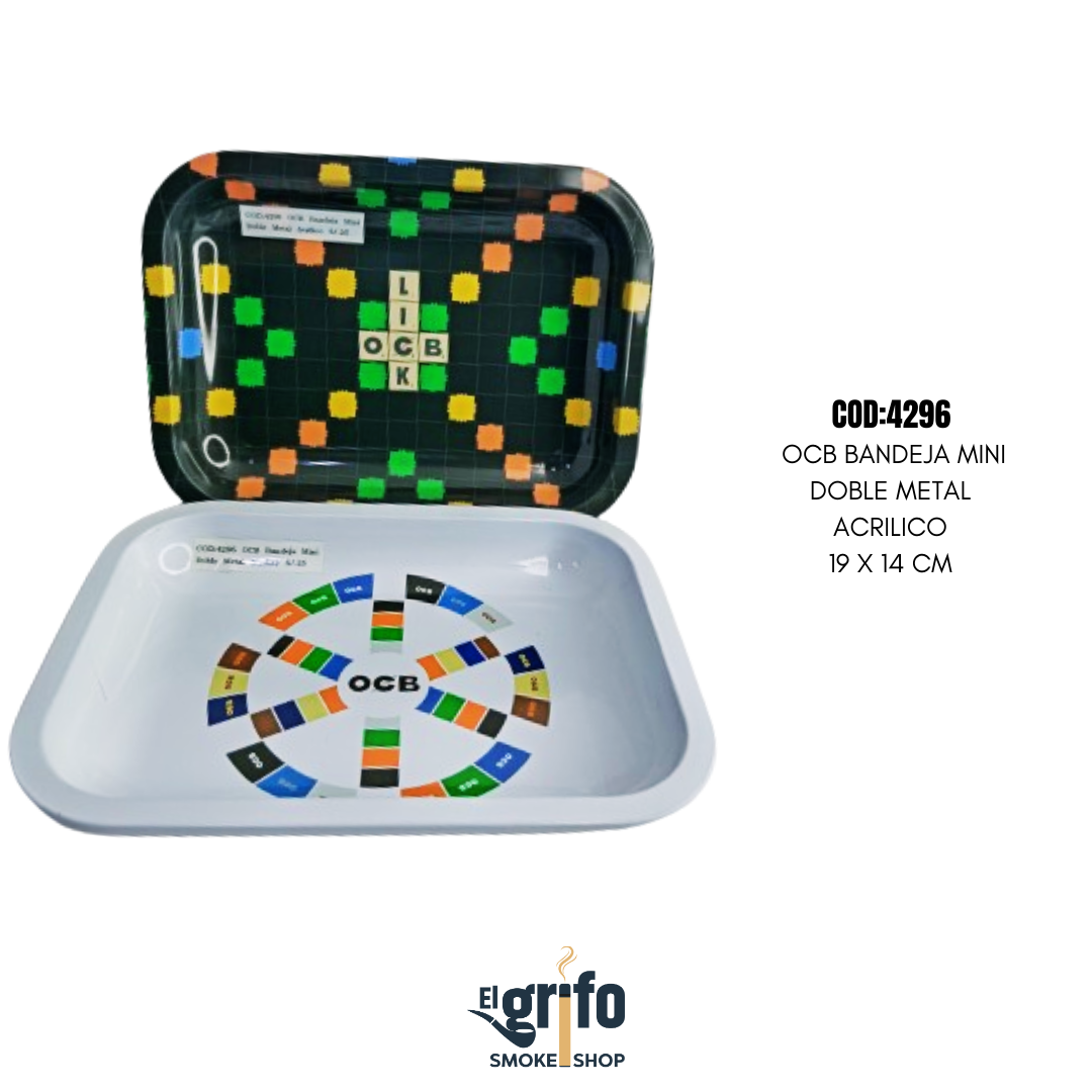 ocb bandeja pequeña mini doble metal con tapa acrilico