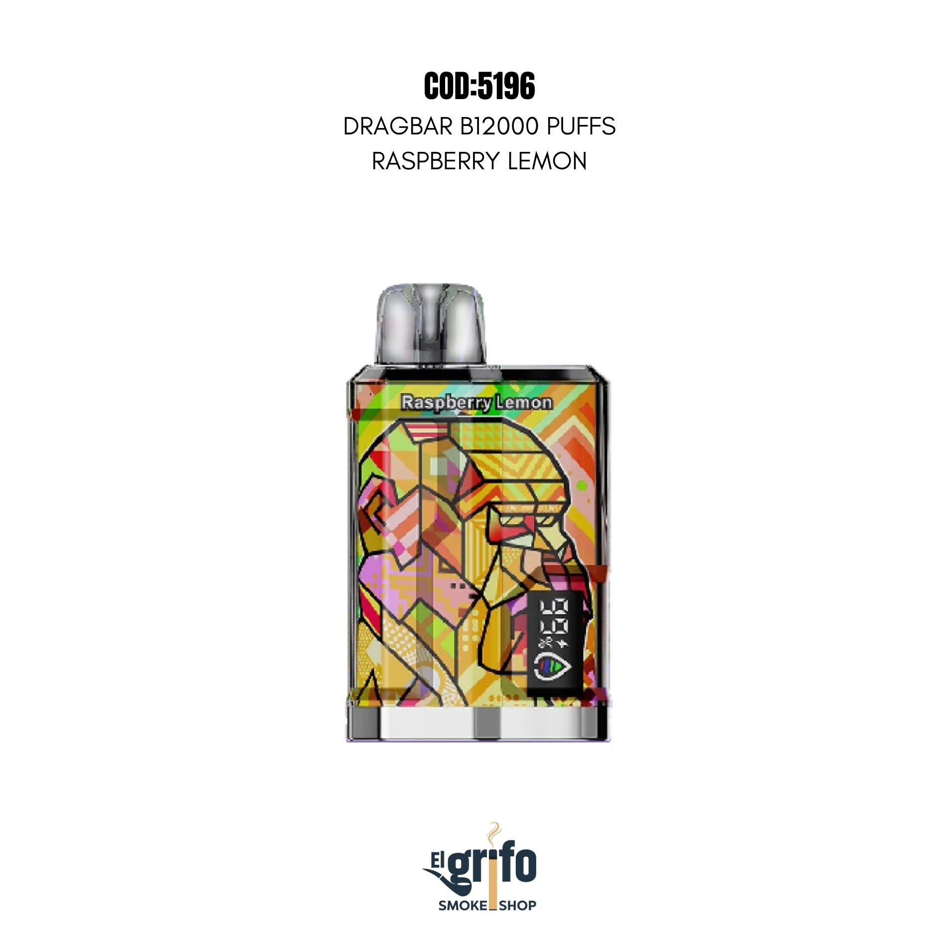 VAPE DESECHABLE DRAGBAR B12000 12MIL 12K PUFFS RASPBERRY LEMON FRAMBUESA LIMON