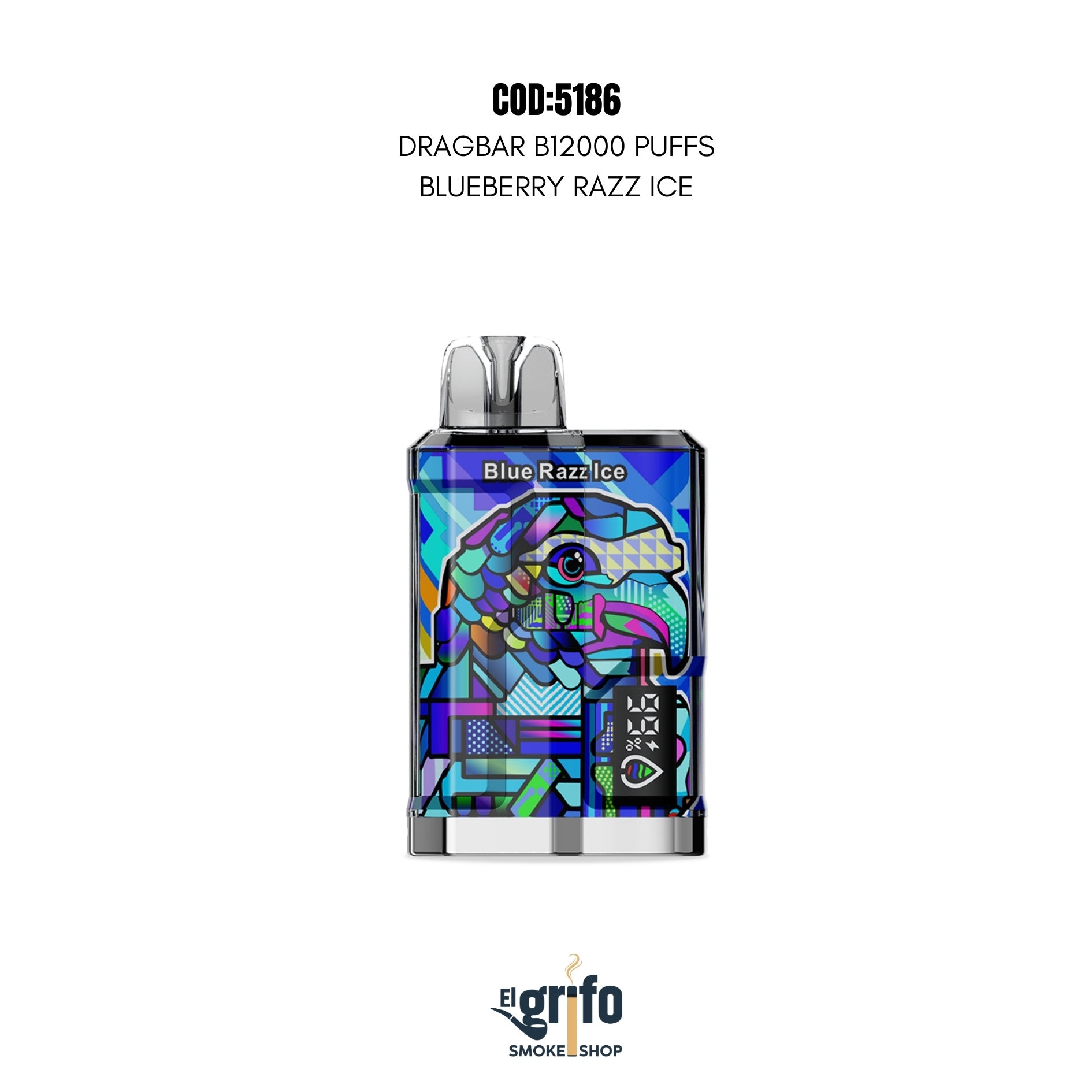 VAPE DESECHABLE DRAGBAR B12000 12MIL 12K PUFFS BLUEBERRY RAZZ ICE