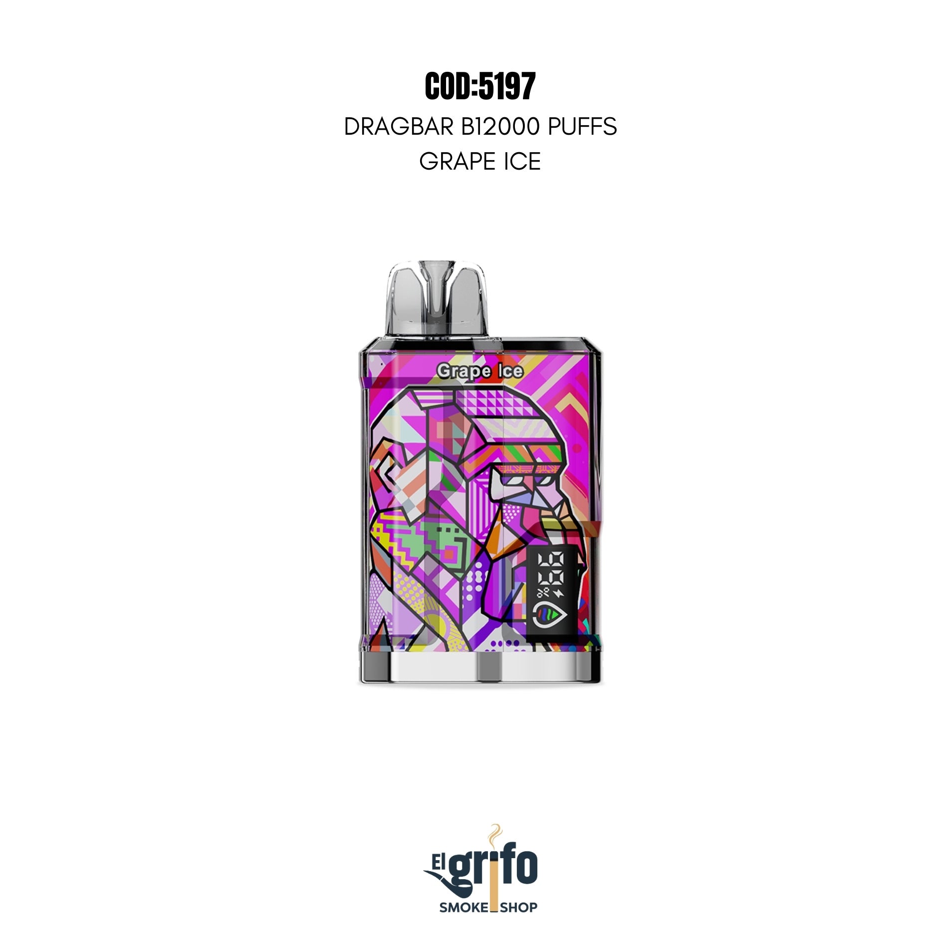 VAPE DESECHABLE DRAGBAR B12000 12MIL 12K PUFFS GRAPE ICE UVA ICE