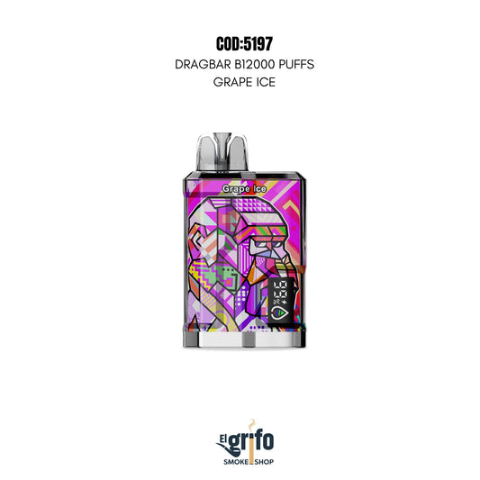 VAPE DESECHABLE DRAGBAR B12000 12MIL 12K PUFFS GRAPE ICE UVA ICE