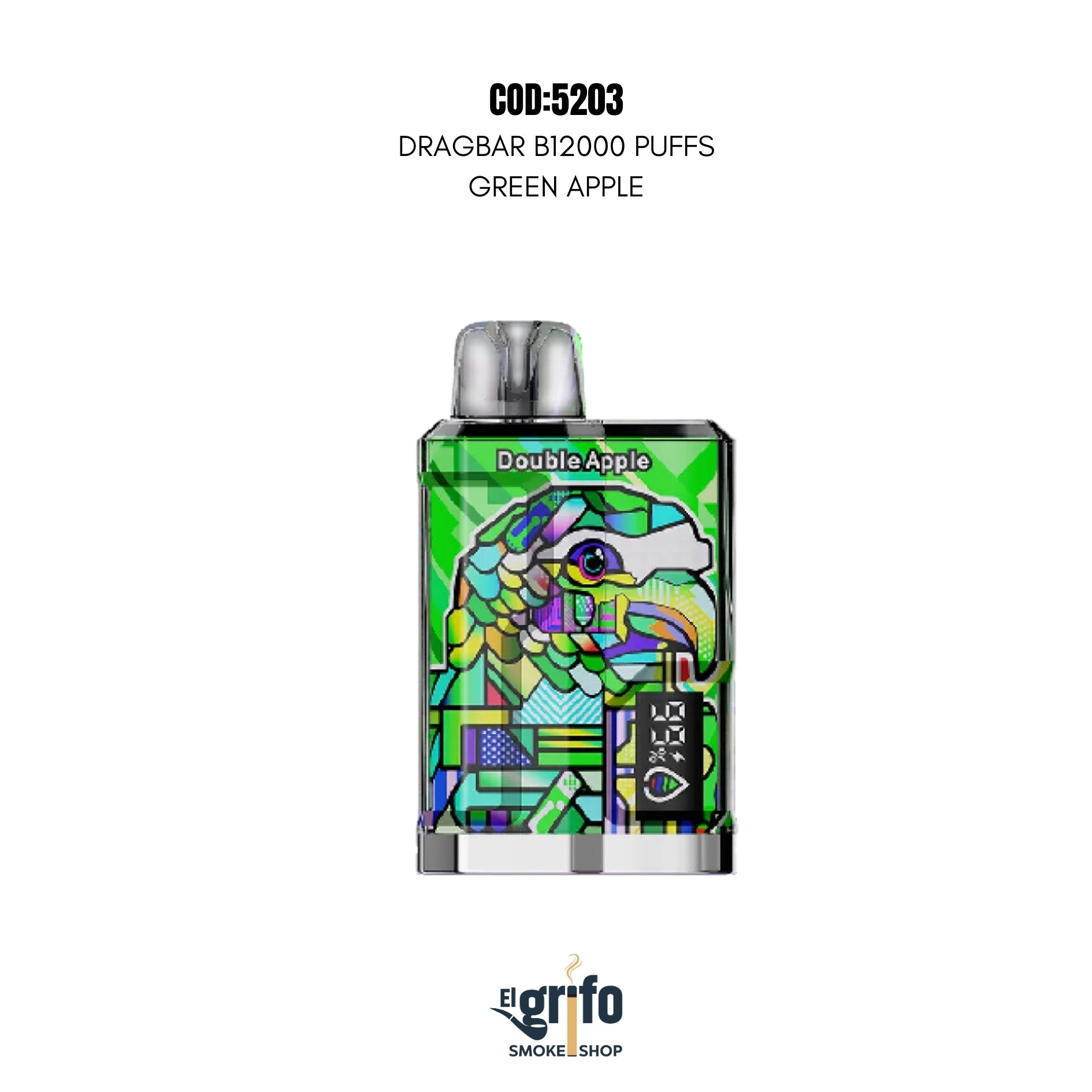 VAPE DESECHABLE DRAGBAR B12000 12MIL 12K PUFFS GREEN APPLE MANZANA VERDE