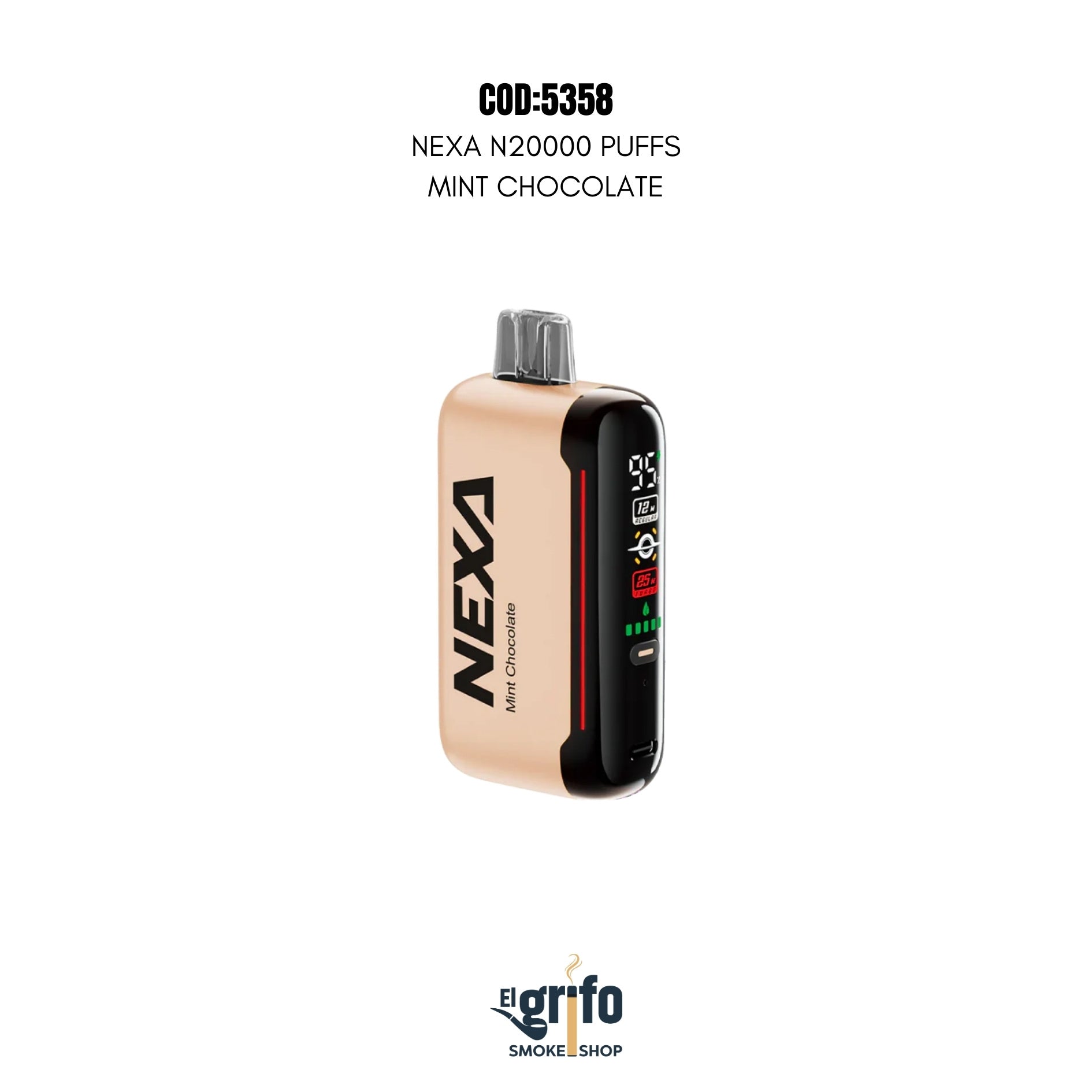 VAPE DESECHABLE NEXA 20MIL 20K PUFFS MINT CHOCOLATE MENTA CHOCOMENTA